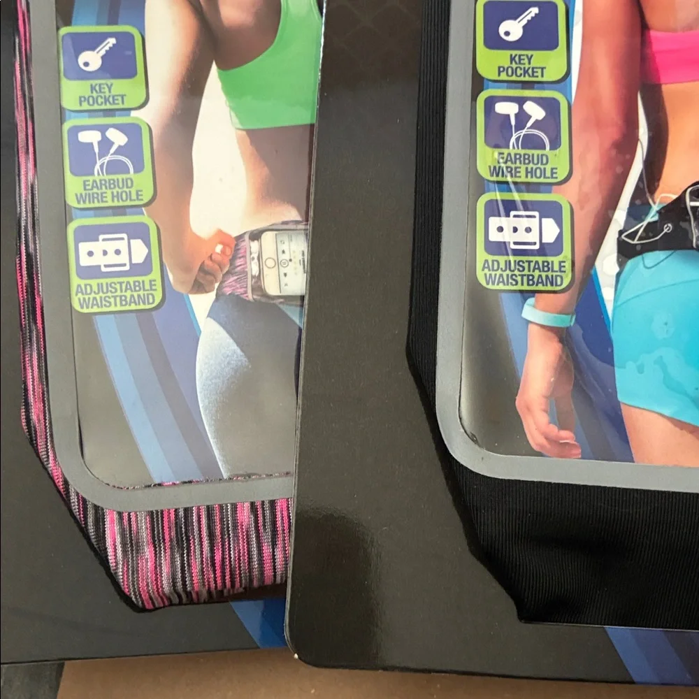 Set of 2 Active Waistband - Black and Pink